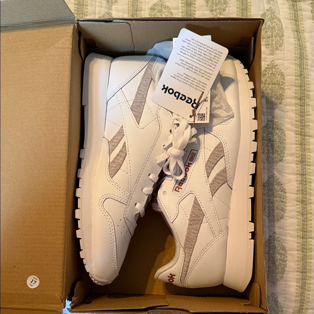 Reebok Classic White and Gray Sneakers
